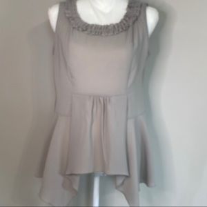 Apostrophe Silver/Gray Sleeveless Peplum Blouse